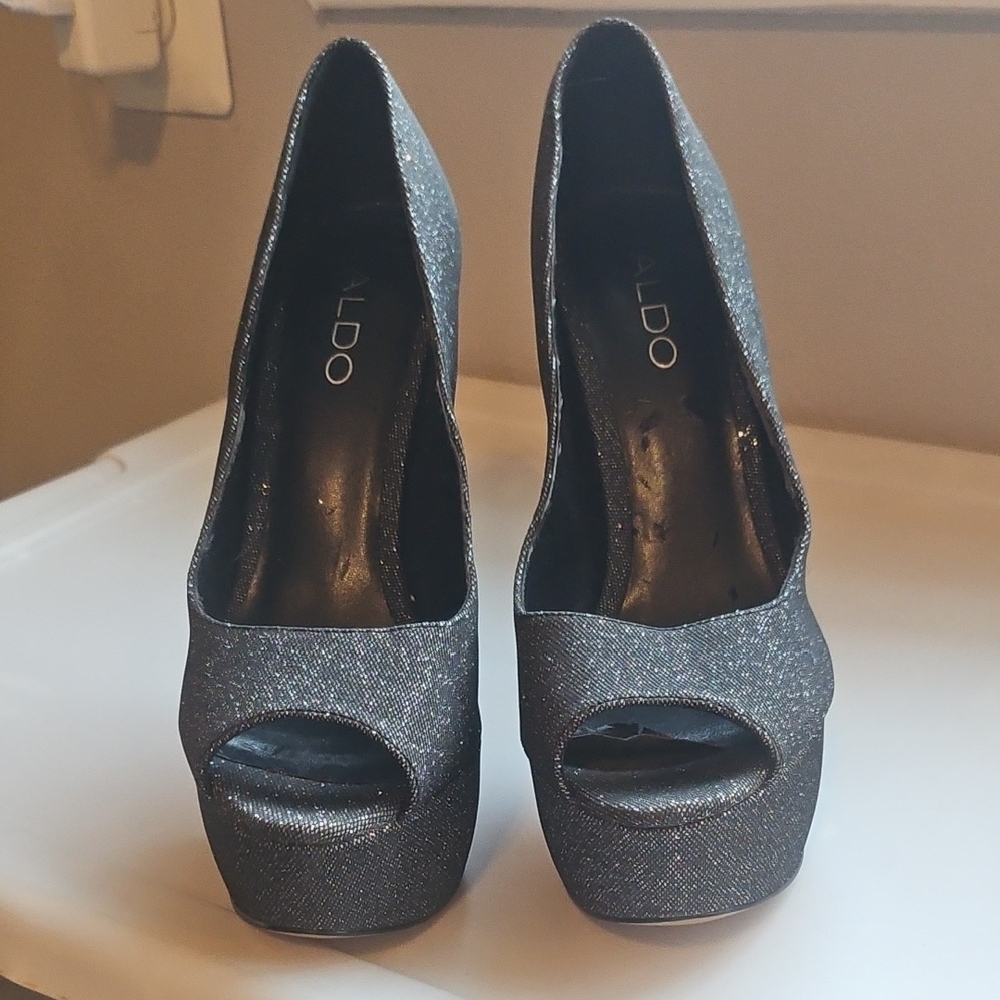 Aldo Black Stiletto Heels with Peep Toe